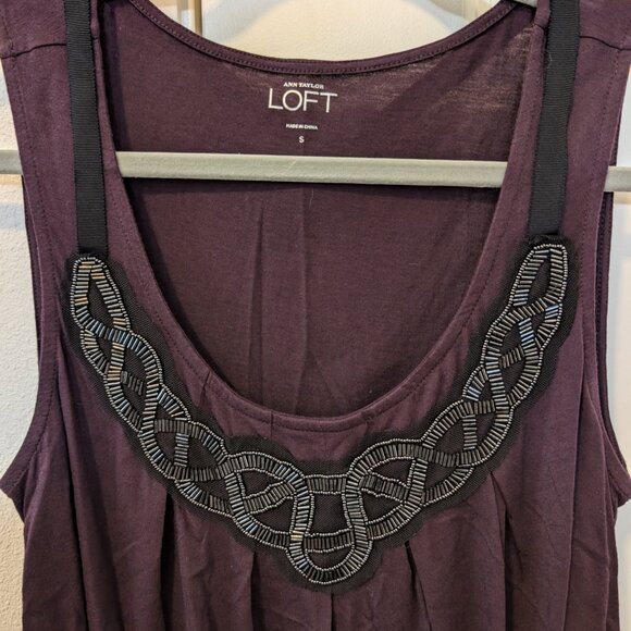 Plum LOFT Tank with Beading (Size S) - Picture 2 of 4